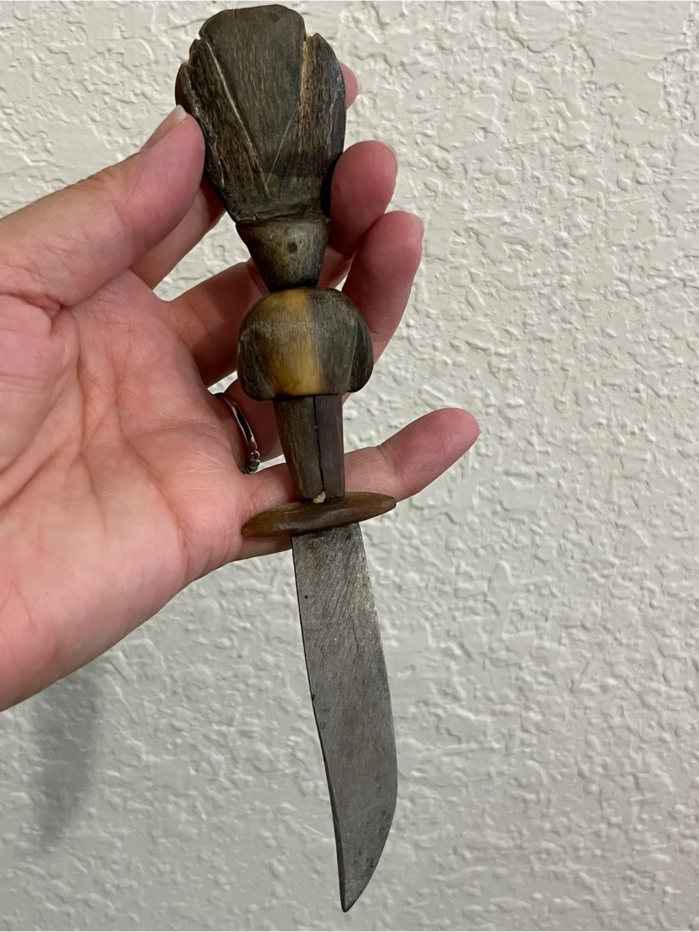 Vintage Mayan Handmade Knife Chichicastenango Guatemala Horn Carved